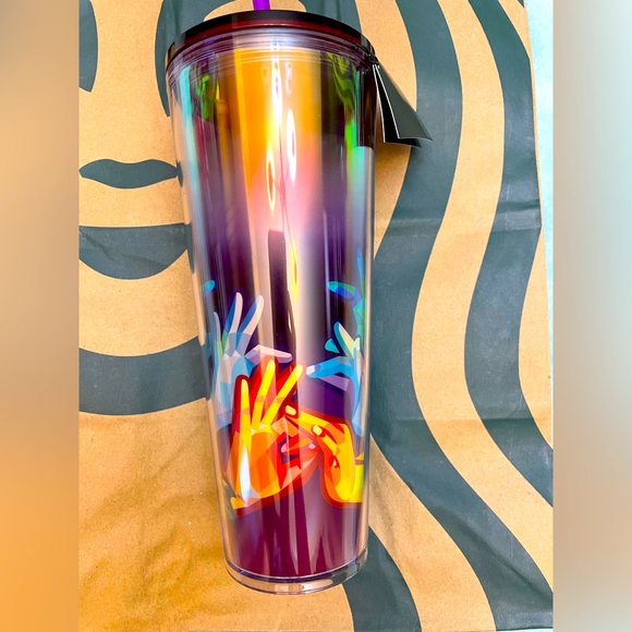 ‼️RARE‼️ Starbucks ASL American Sign Language 24oz cold Cup 🤟 - Picture 1 of 5